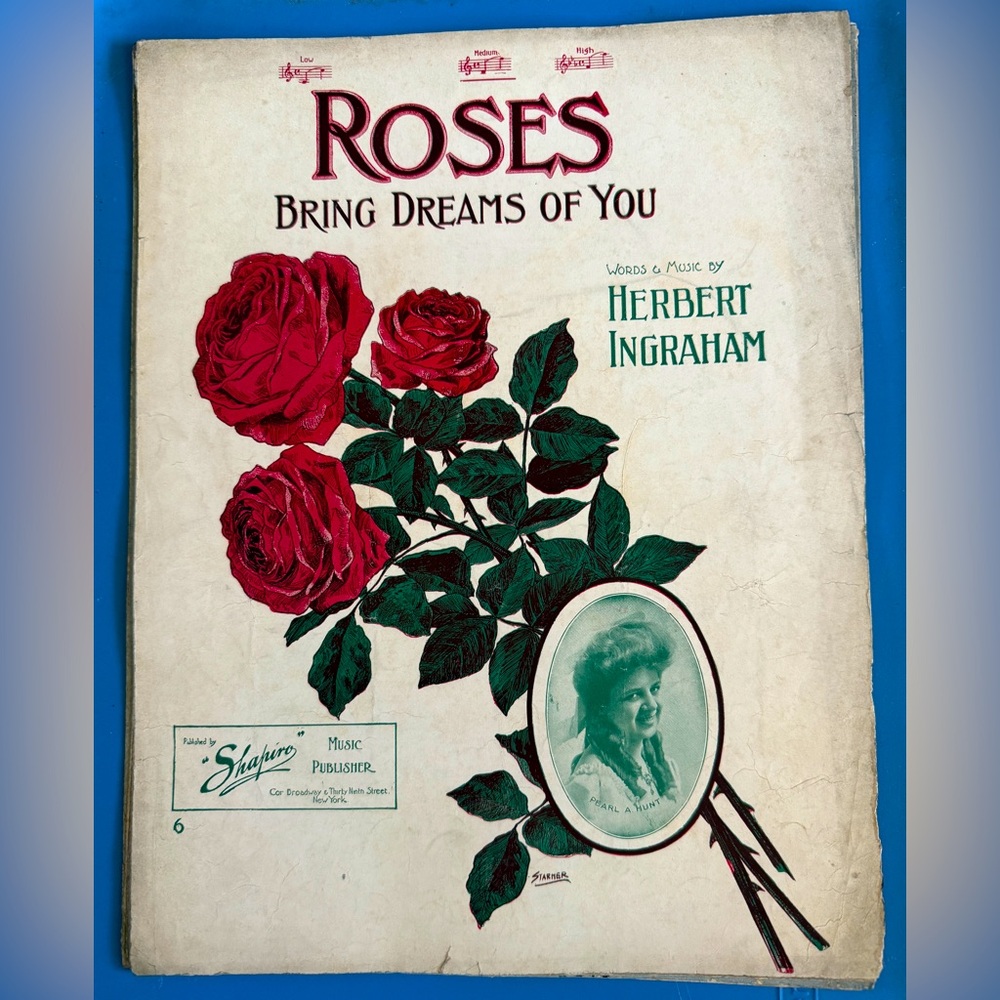 Vintage Sheet Music with Roses and Wildflowers